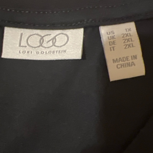 LOGO Black and Gray/tan Knit & Chiffon High-Low Maxi Dress Size 1X - Picture 4 of 6